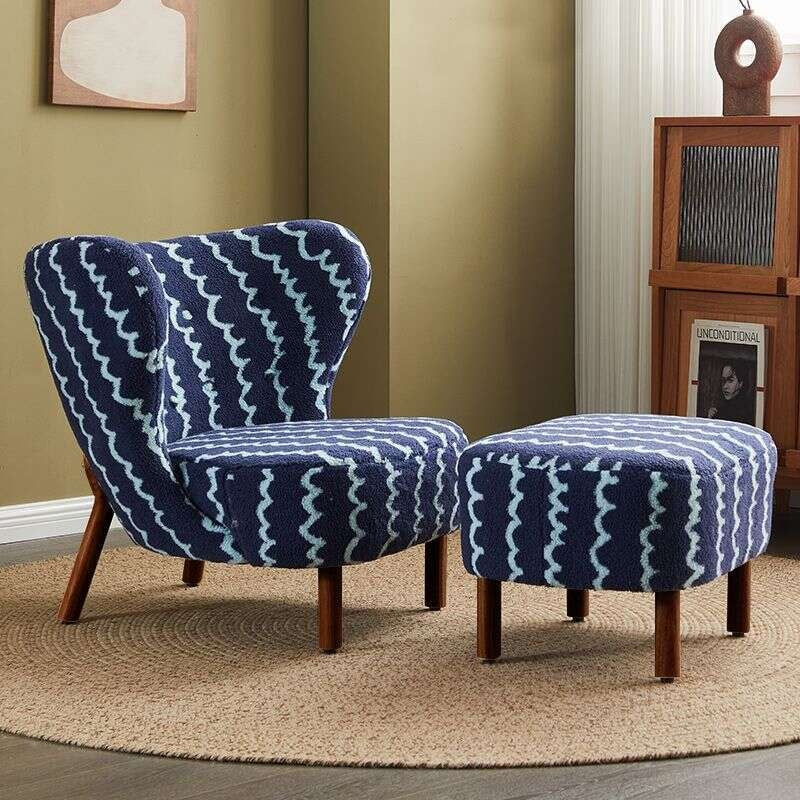 Simple Design Vintage Feeling Single Leisure Chair Sheepskin Jacquard Living Room Balcony Lazy Sofa