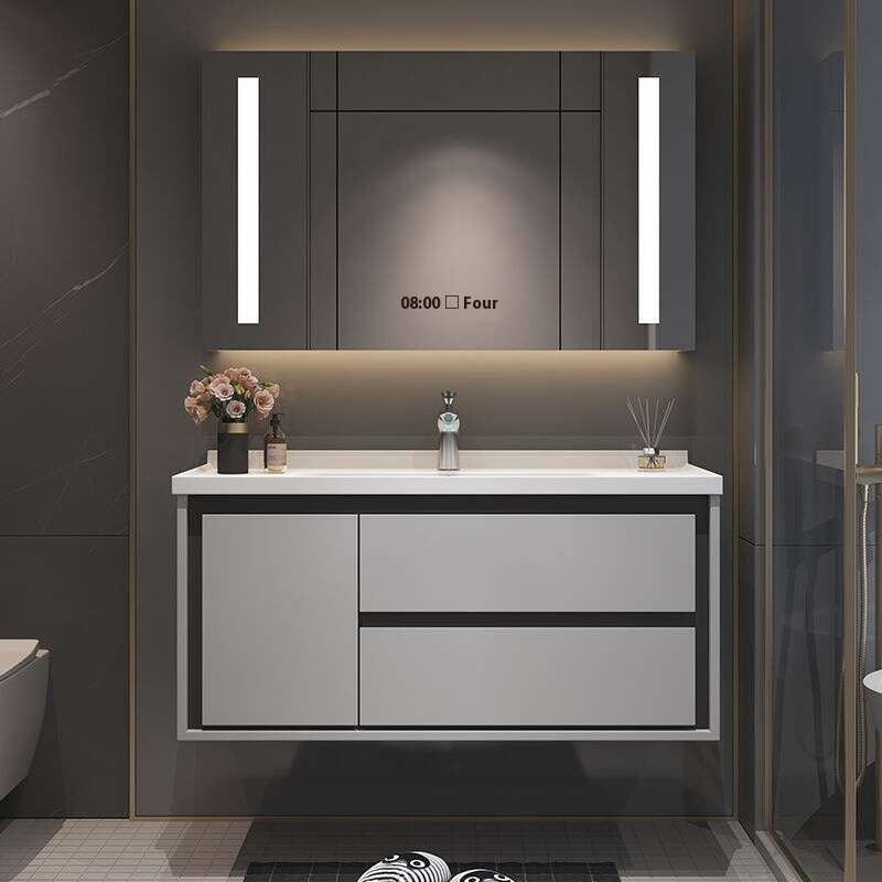 QW- Oak Wood Storage Cabinet Smart Mirror Sink Set in the Bathroom