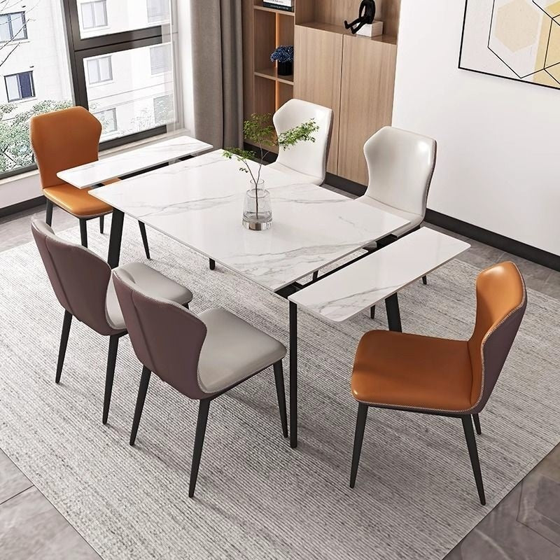 Small Italian Marble Dining Table Extendable Rectangular Elegant Modern For Home Durable