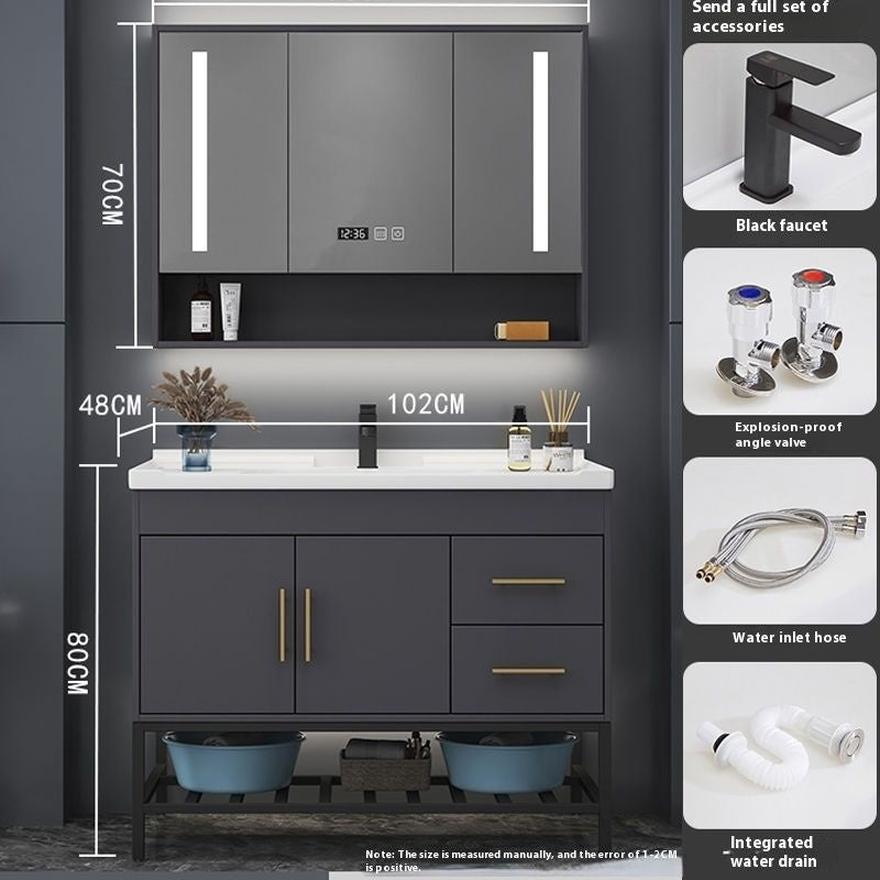 QW- Bathroom Smart Cabinet Modern Simple Ceramic Integrated Basin Washbasin Washstand Set