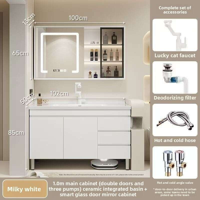 QW- Real Wood Storage Smart Mirror Cabinet Sink Set in the Bathroom