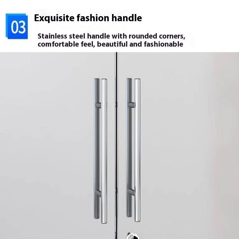 Stainless Steel Wardrobe Home Bedroom Sliding Door Hanging Closet High Capacity Storage Cabinet Balcony All In One Locker