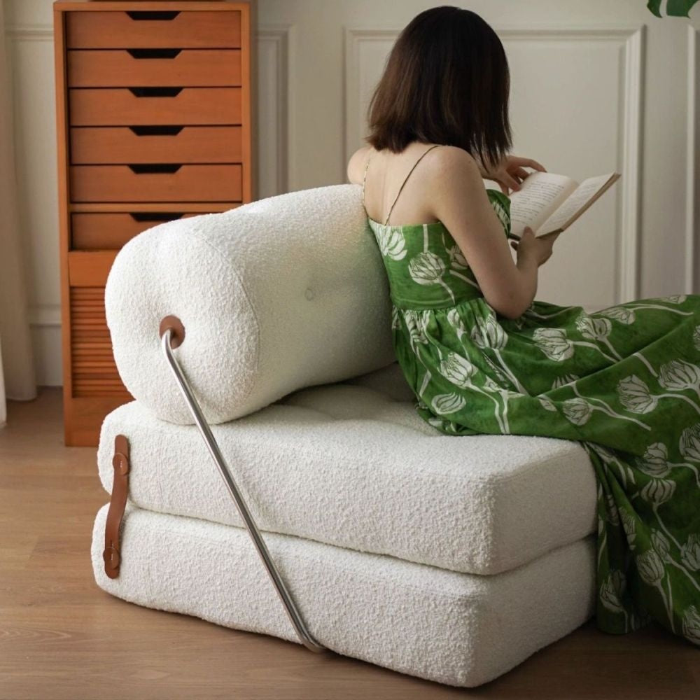Simple Modern Fabric Living Room Lazy Sofa Foldable Single Bed Small Bedroom