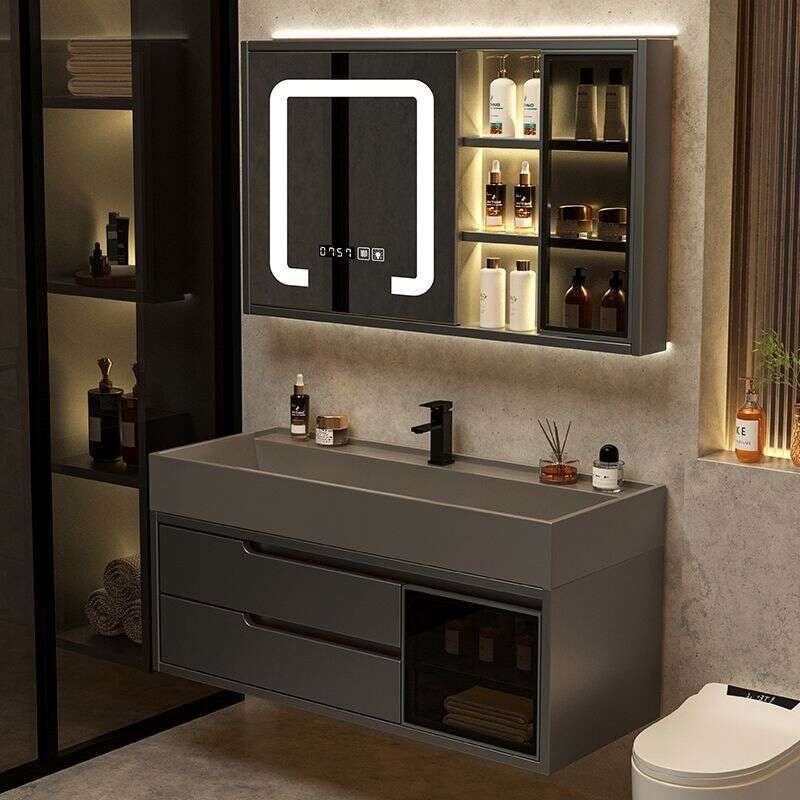 QW- Real Wood Storage Cabinet Smart Mirror in the Bathroom Sink Set
