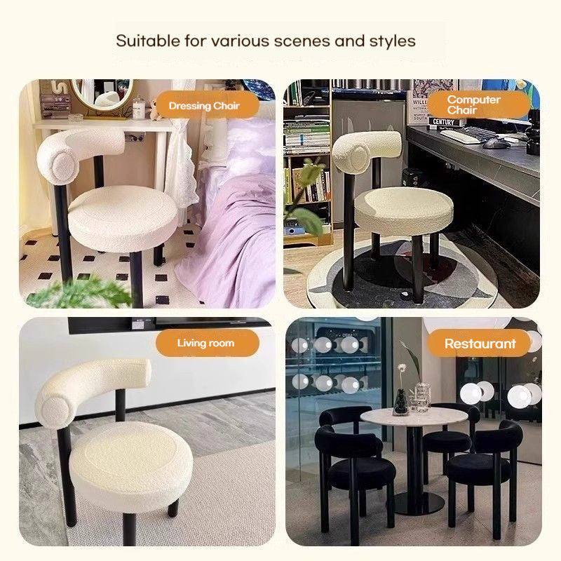 Bedroom Makeup Cream Wind Simple Nordic Home Dining Chair with Backrest Light Luxury Soft Dressing Bag Stool