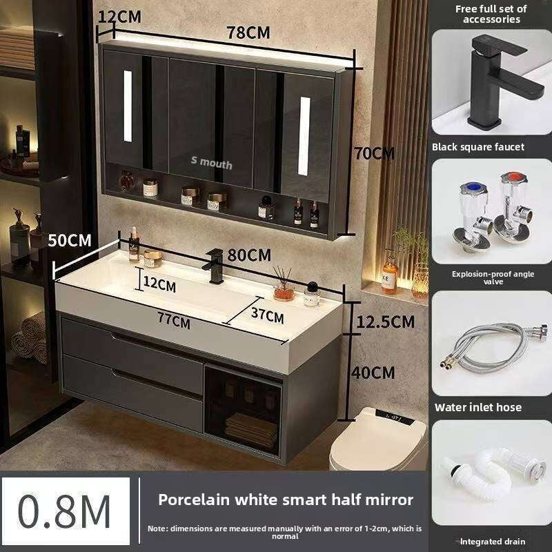 QW- Real Wood Storage Cabinet Smart Mirror in the Bathroom Sink Set