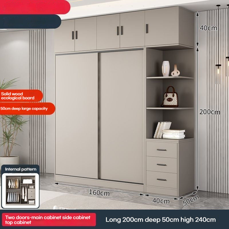 Solid Wood Home Bedroom Cream Wind Small House Modern Simple Multi-size Cabinet Top Side Wardrobe