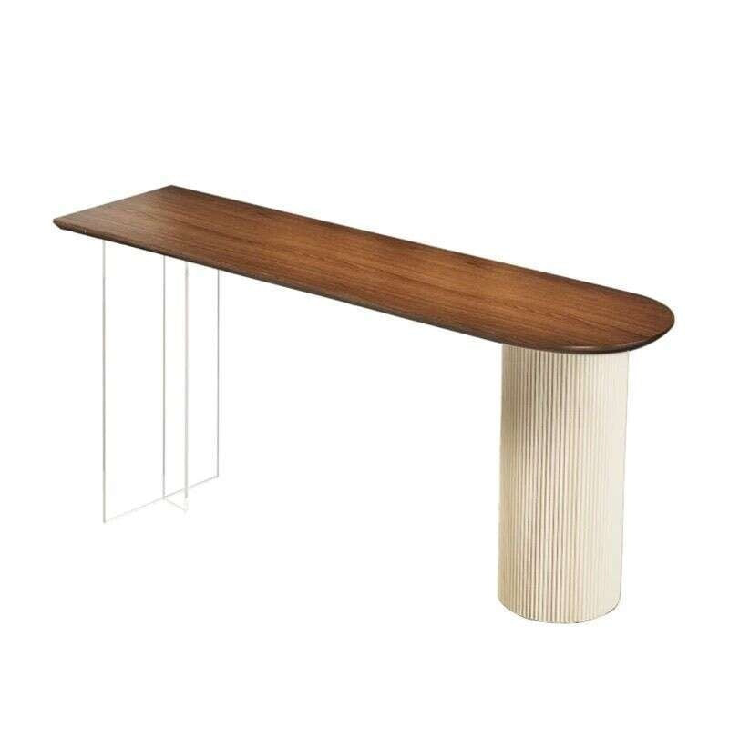 Floating Acrylic with Solid Minimalist Style Natural Wood Wall-mounted and Chairs Living Room Sofa Partition Creative High Bar Table