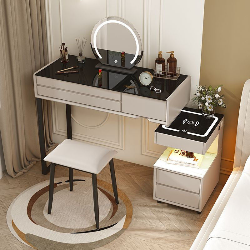 สมาร์ทเพิ่มเติมโต๊ะเครื่องแป้งไร้สายชาร์จห้องนอนแต่งหน้าตู้เพียงหนึ่งเดียวที่เรียบง่าย