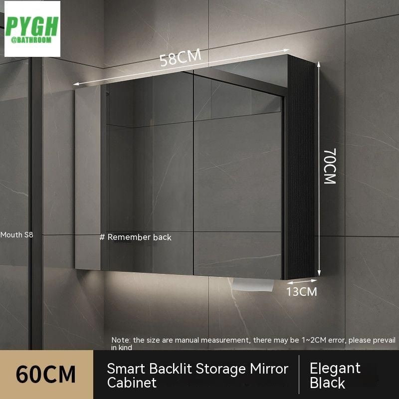 QW- Smart Solid Wood Wall Mounted Bathroom Mirror Storage Cabinet
