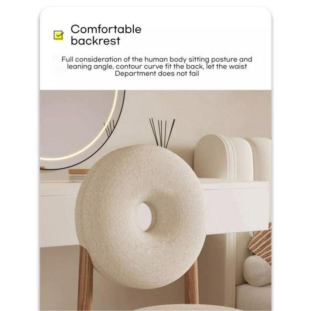 Nordic Modern Home Bedroom Back Makeup Stool Dressing Table Coffee Donut Dining Chair