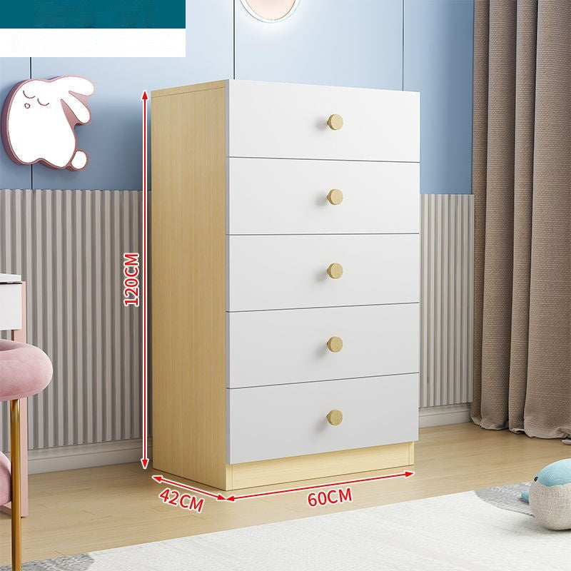 Solid Wood Home Bedroom Modern Baby Children Simple Storage Cabinet with Drawers Wardrobe