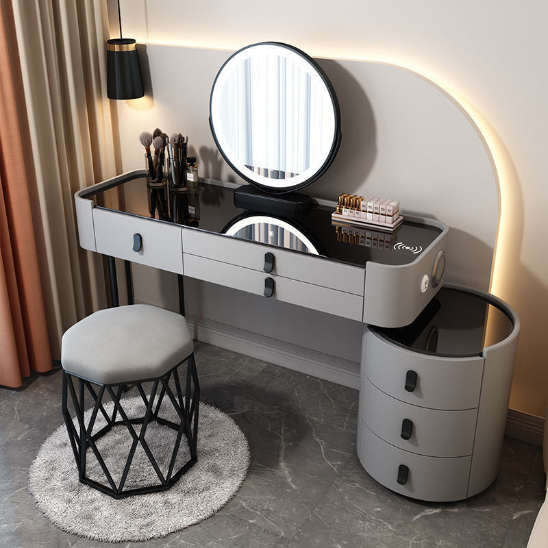 Simple solid wood smart bedroom table, multi-purpose dressing table with mirror, complete set