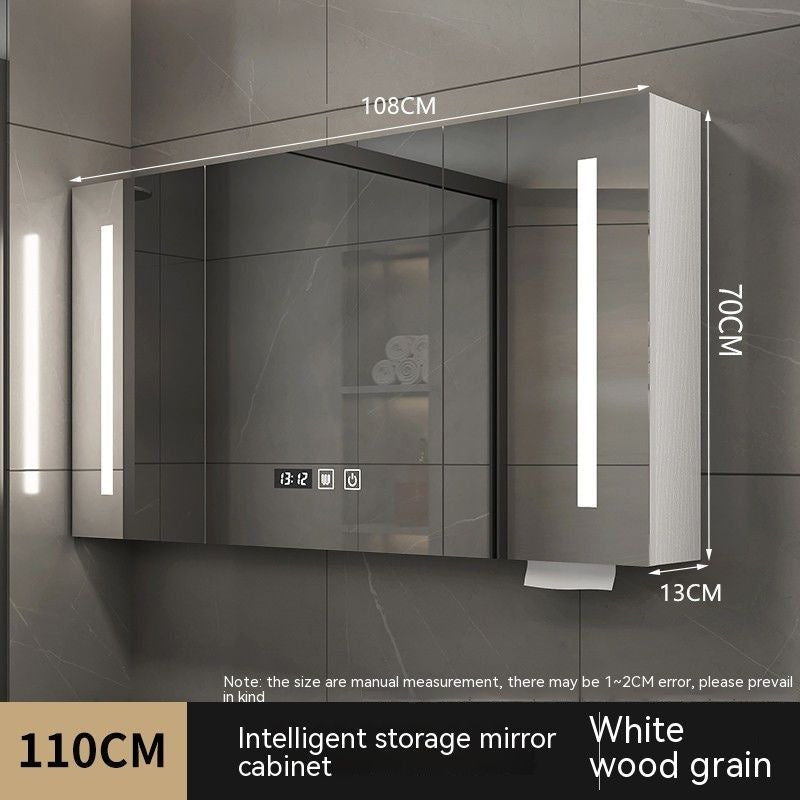 QW- Smart Solid Wood Wall Mounted Bathroom Mirror Storage Cabinet