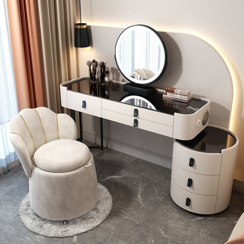 Simple solid wood smart bedroom table, multi-purpose dressing table with mirror, complete set