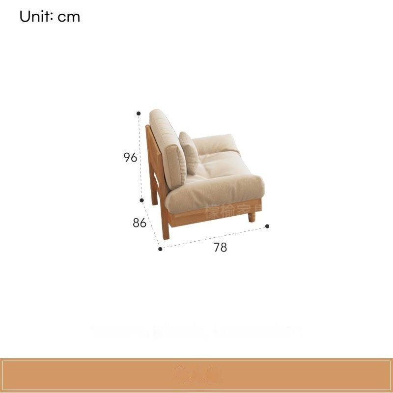 Nordic Full Set Solid Wood Sofa with Cloud Fabric, Simple Modern Living Room for Small Homes
