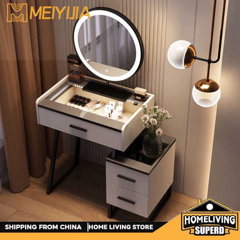 Solid Wood Storage Cabinet Simple Nordic Light Luxury Mirror Dressing Table