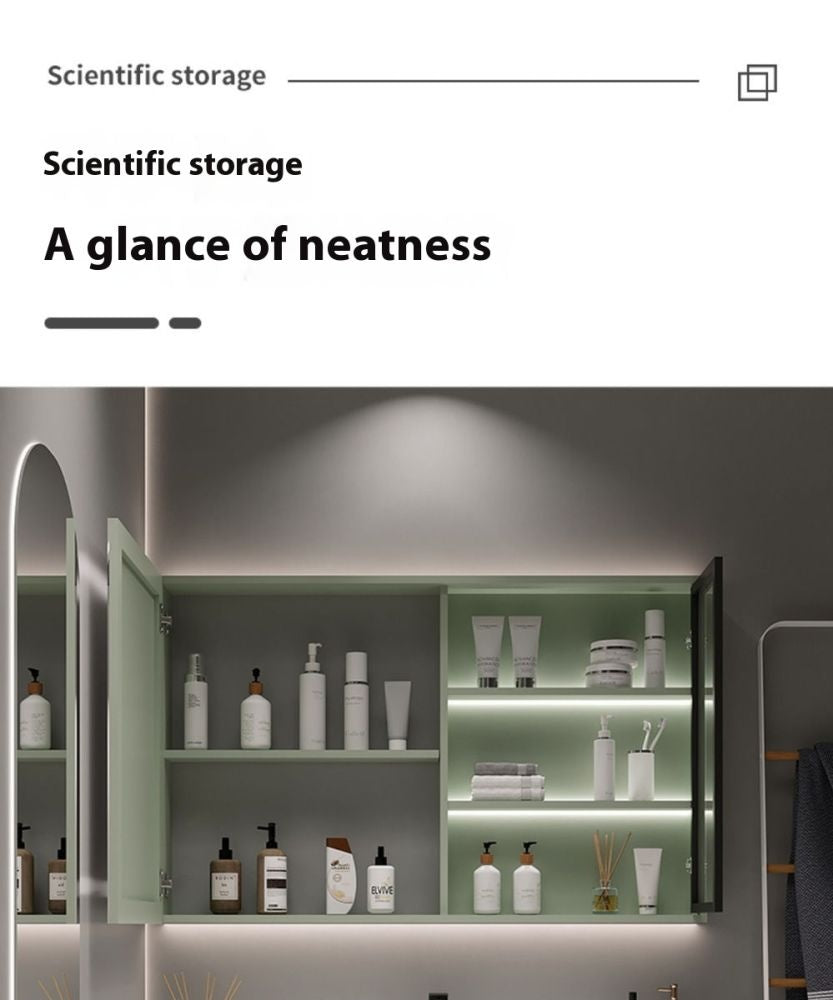 QW- Green Storage Smart Mirror Cabinet Bathroom Sink Set