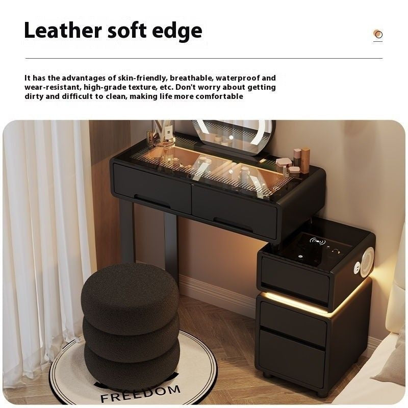 Modern Simple Premium Bedroom Small Solid Wood Type Cream Wind Dressing Table with Smart Cabinet