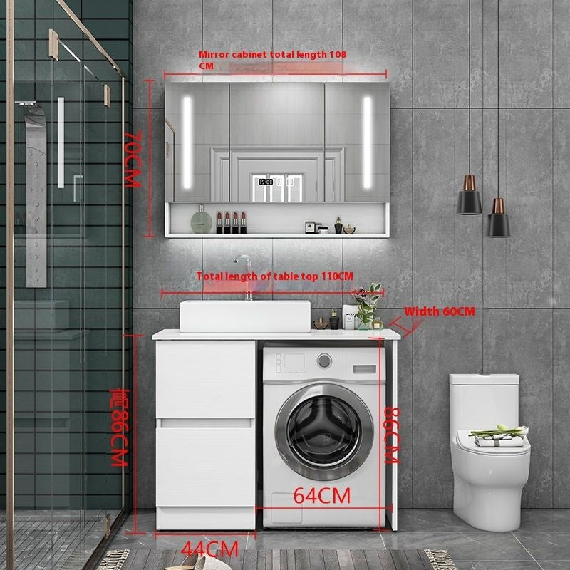 QW- Real Wood Storage Cabinet Bathroom Sink Set Washing Machine Table