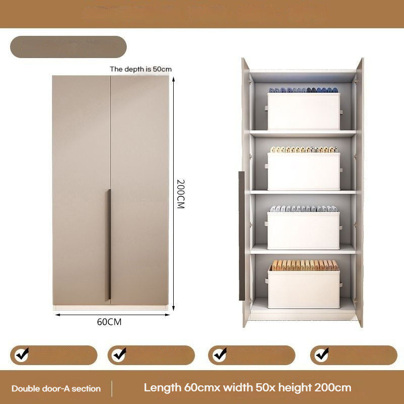 Solid Wood Home Bedroom Easy Assembly Two Door Storage Cabinet Small Wardrobe