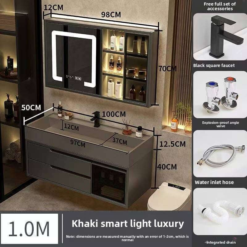 QW- Real Wood Storage Cabinet Smart Mirror in the Bathroom Sink Set