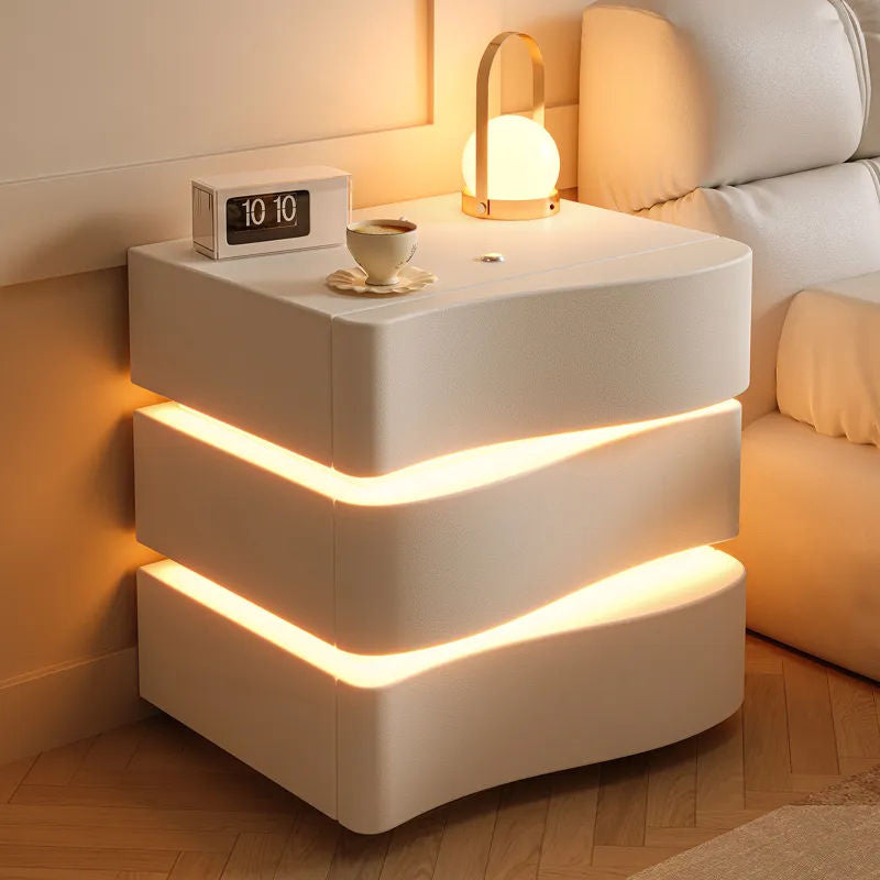 Modern and simple bedside table plus three shelves with multi-purpose light, wind cream.