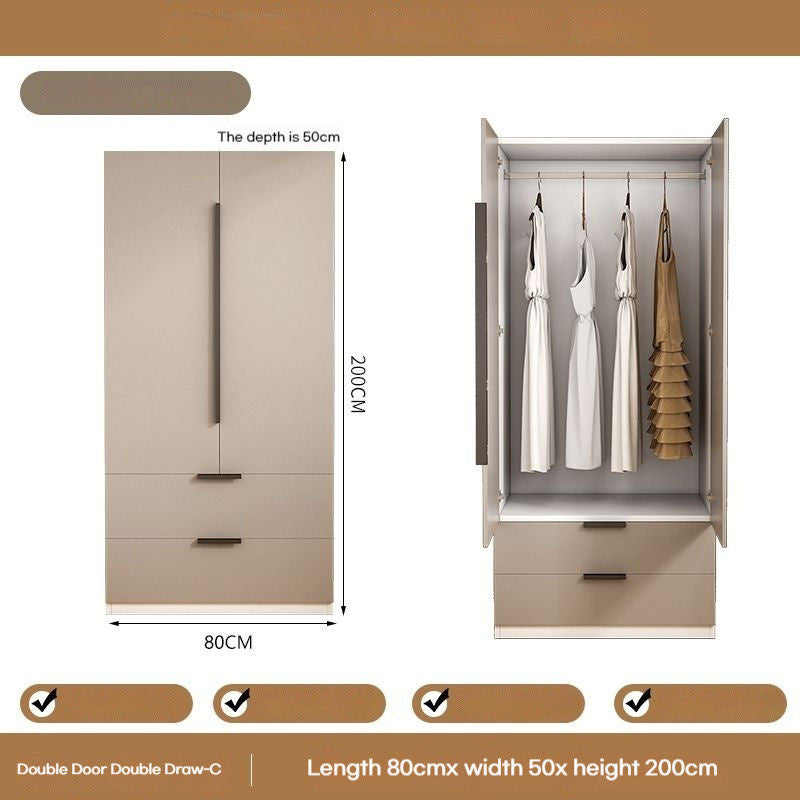 Solid Wood Home Bedroom Easy Assembly Two Door Storage Cabinet Small Wardrobe