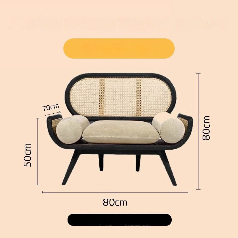 French Solid Wood Knitted Sofa Lazy Living Room Rattan Creative Small Indoor Leisure Chair