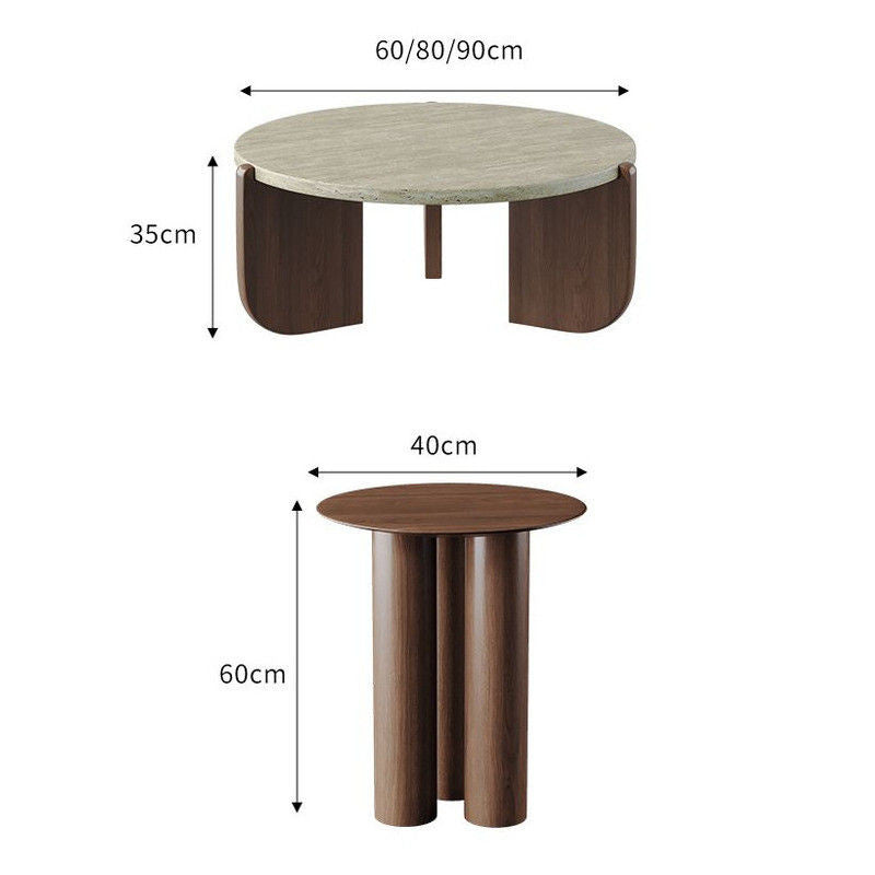 Slate Coffee Solid Wood Simple Living Room Home Round Creative Marble Sofa Low Table
