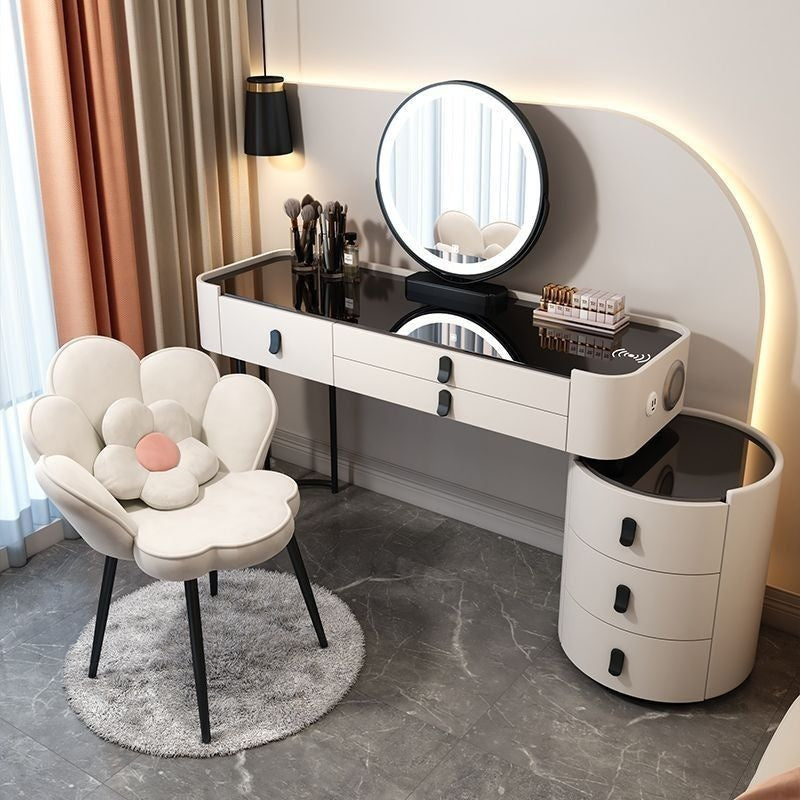 Simple solid wood smart bedroom table, multi-purpose dressing table with mirror, complete set