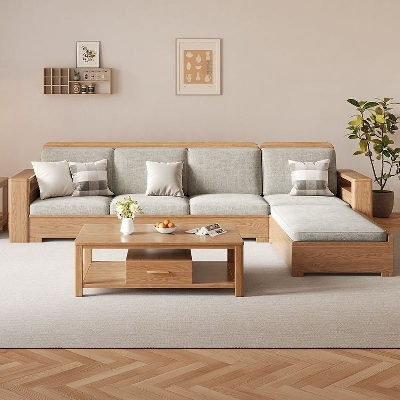 Nordic Fabric Solid Wood Furniture, Single Sofa, Double Sofa
