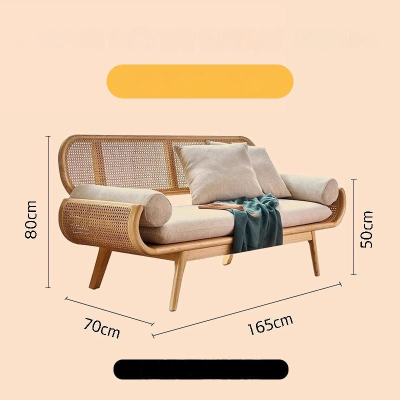 French Solid Wood Knitted Sofa Lazy Living Room Rattan Creative Small Indoor Leisure Chair