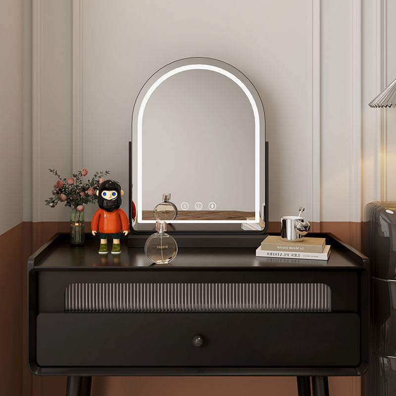 French Style One Bedroom Storage Black Multi-Functional Dressing Table with Mirror