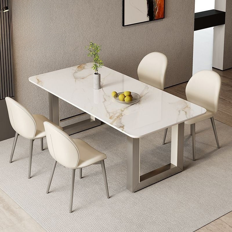 Luxurious Italian Dining Table and Bench Chair Set - Simple design, high-end luxury, creates a refined dining experience.