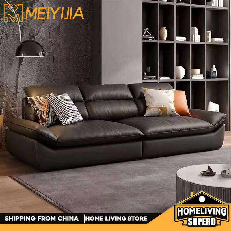 Sailing high living room, Italian luxury leather sofa, light