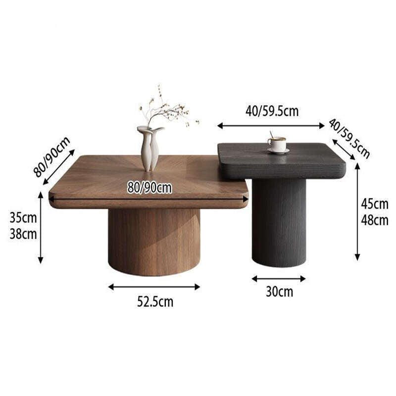 Walnut Solid Wood Combination Square Home Italian Living Room Simple Coffee Table