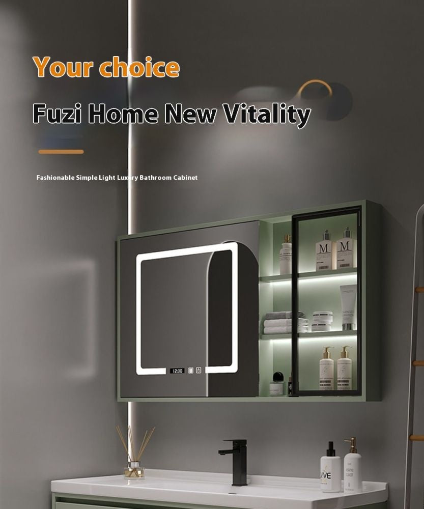 QW- Green Storage Smart Mirror Cabinet Bathroom Sink Set