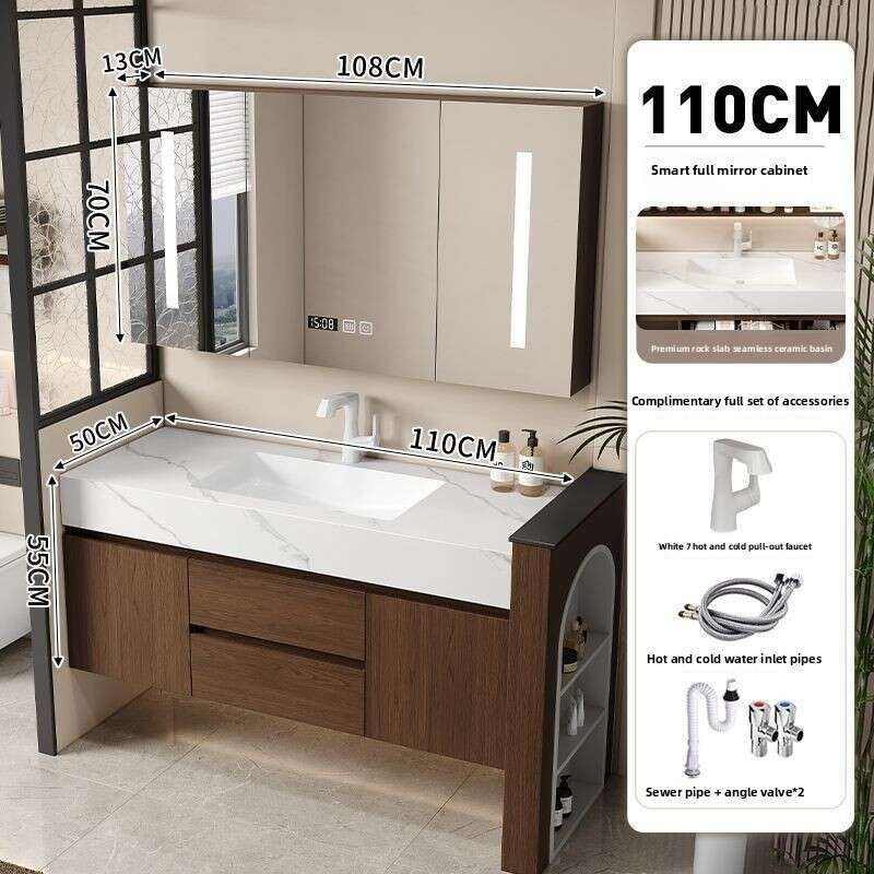 QW- Custom-made Real Wood Storage Smart Mirror Cabinet for Bathroom, Bathroom Sink Set
