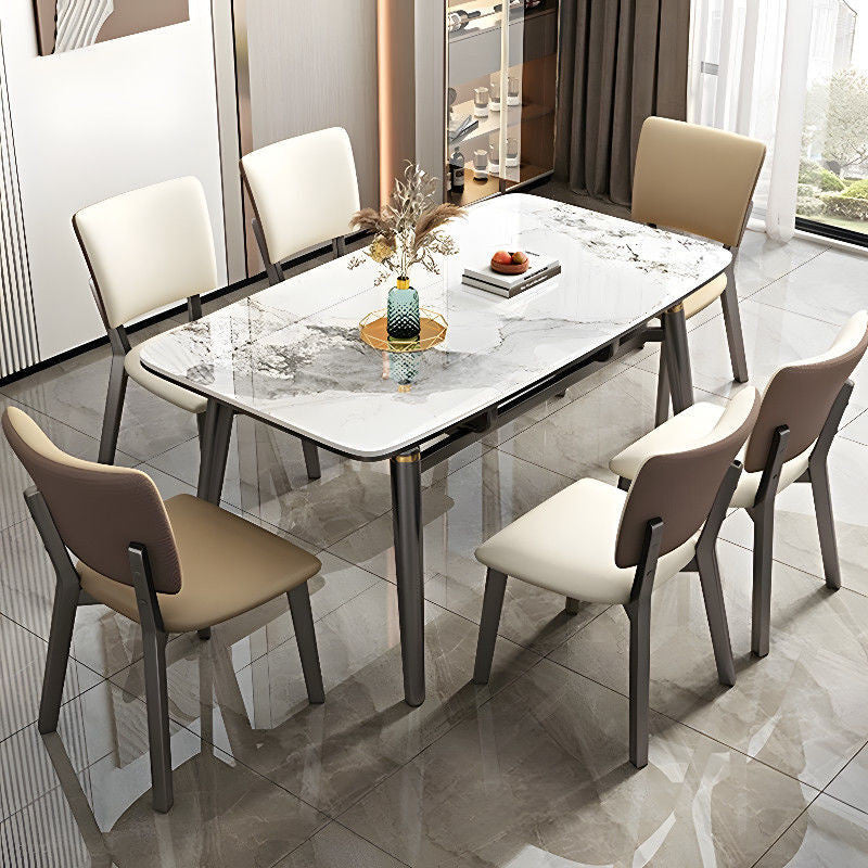 BKK Ready Stock Elegant Marble Pattern Dining Table, Genuine Wood, Expandable, Foldable, Round-Square Modern