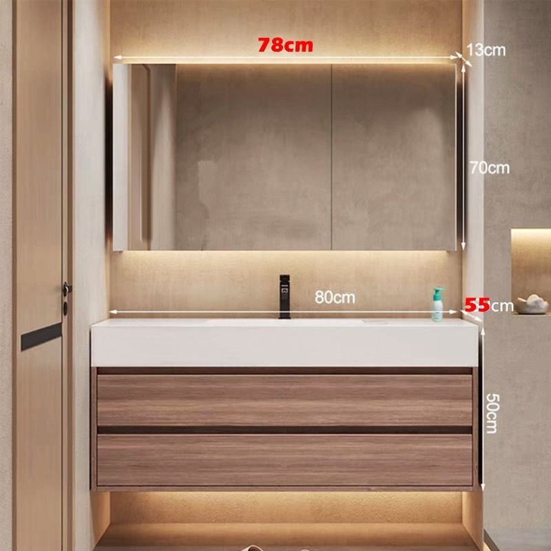 QW- High-quality storage made of real wood for smart mirror cabinet in the bathroom, bathroom sink.