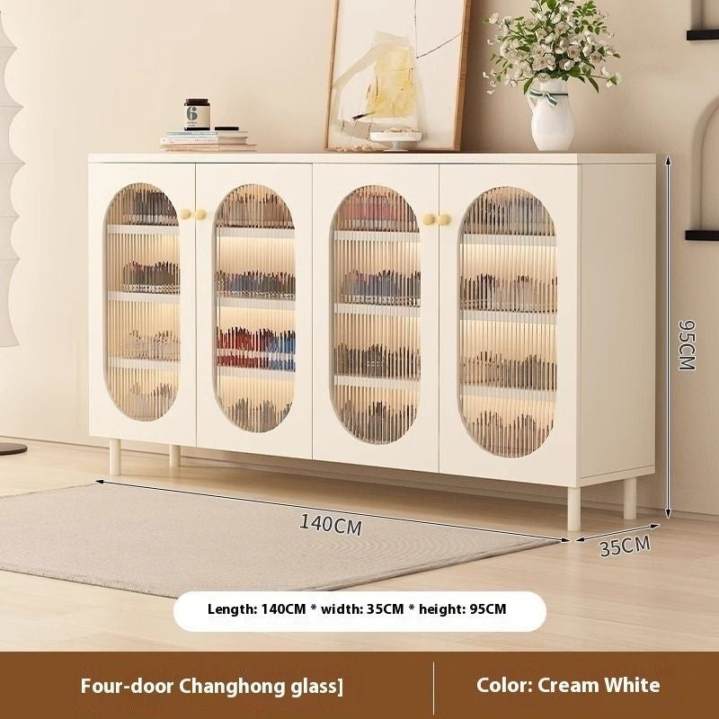 Storage Home Living Room Woven Rattan Door French Food High Capacity Shoe Cabinet