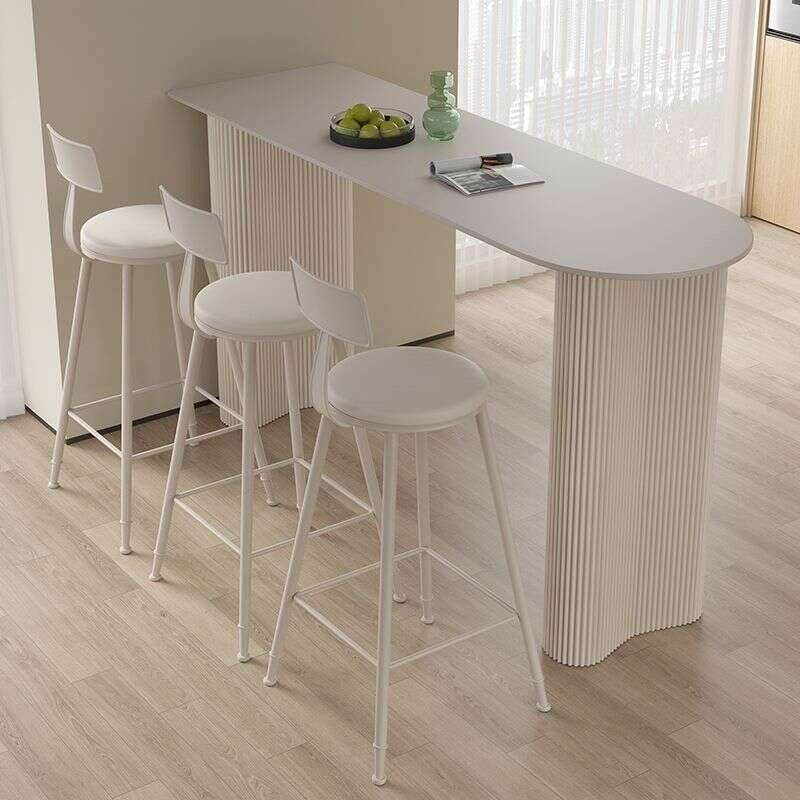 Stone household living room table, kitchen partition edge, bar counter, balcony with semicircular wall, elegant lighting, high table