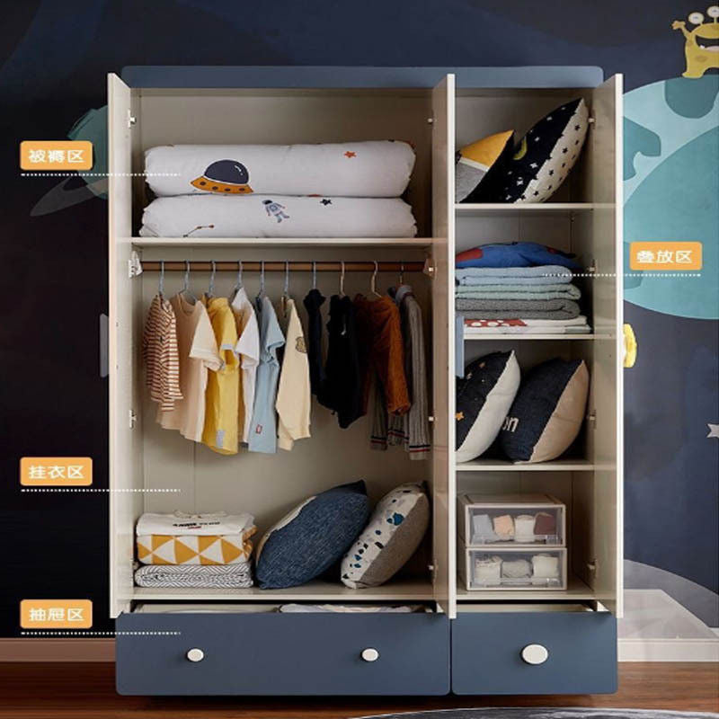 Wood Modern Simplicity Kids Closet Home Small Bedroom 3 Doors Prefabricated Wardrobe Cabinet