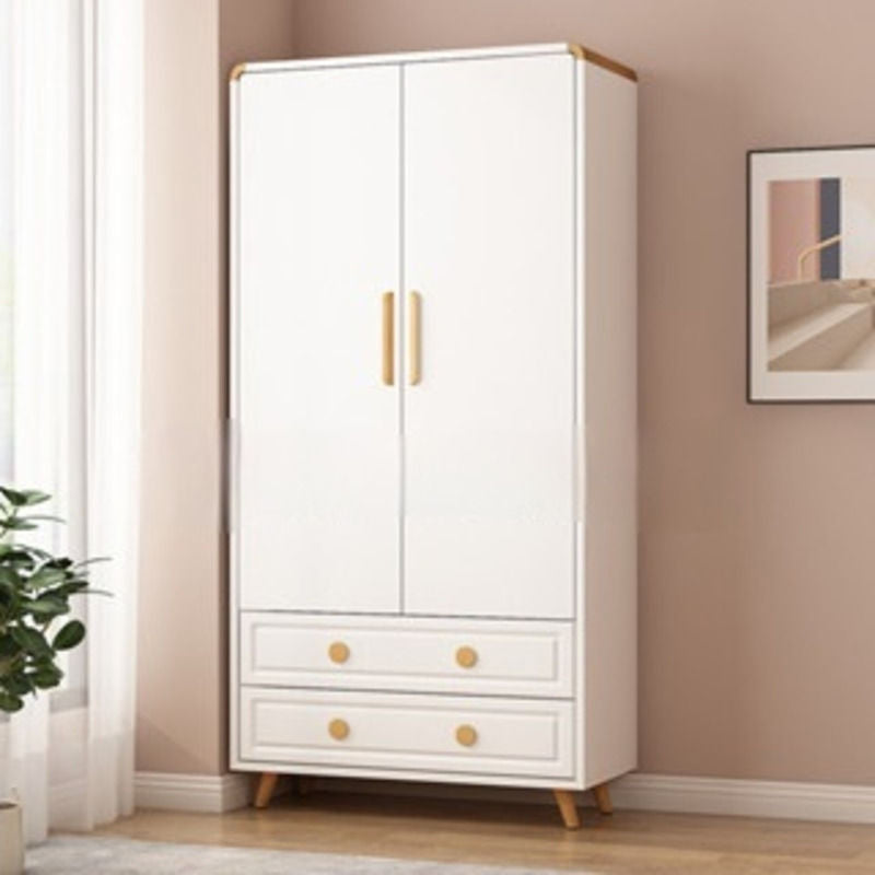 Solid Wood Bedroom Double Open Door Storage Cabinet Simple Wardrobe Multiple Sizes