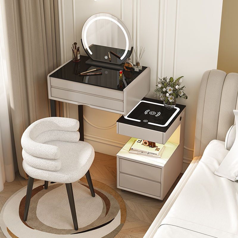 สมาร์ทเพิ่มเติมโต๊ะเครื่องแป้งไร้สายชาร์จห้องนอนแต่งหน้าตู้เพียงหนึ่งเดียวที่เรียบง่าย
