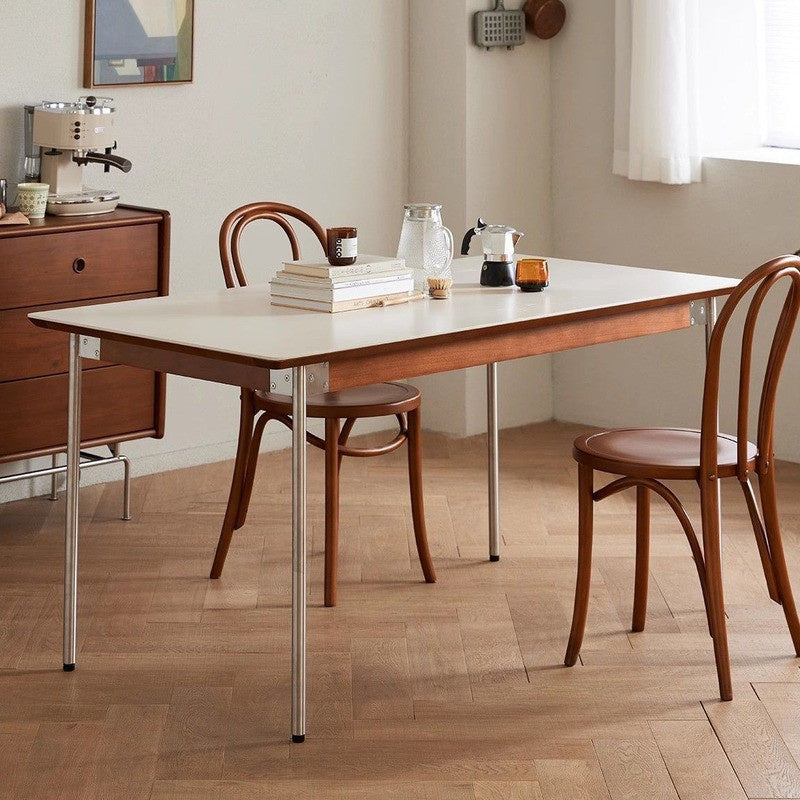 Nordic Style Dining Set with Solid Wood Top Square Table and Chairs