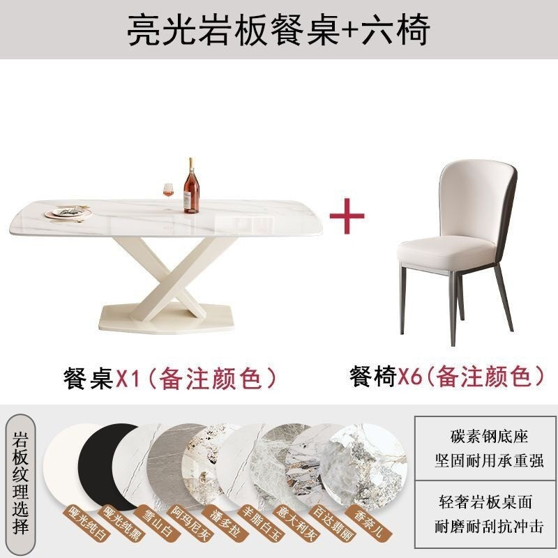 Modern dining set with table chairs and matching cream-white stone style – ideal for home use.