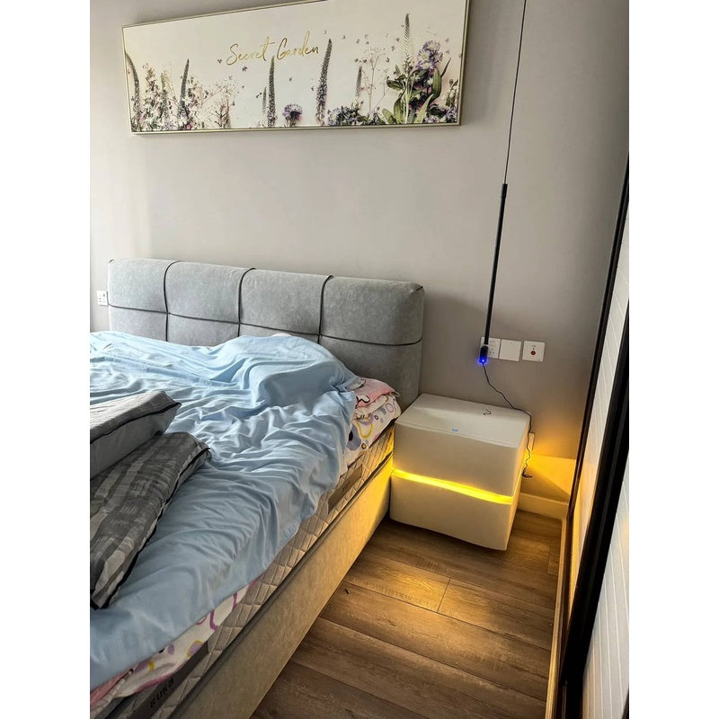 Modern and simple bedside table plus three shelves with multi-purpose light, wind cream.