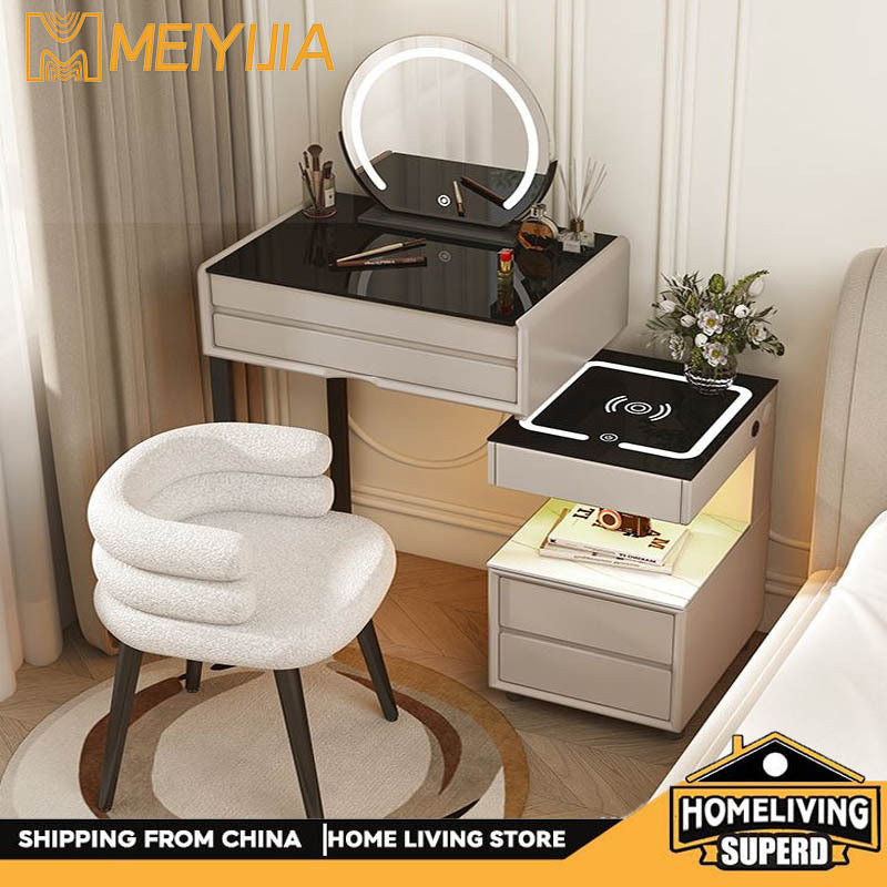 Smart Solid Wood Dressing Table Wireless Charging Bedroom Makeup Single Cabinet Modern Simple
